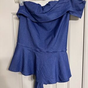 VENUS Off-Shoulder Blue Blouse